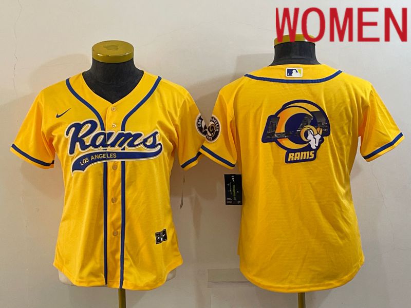 Women Los Angeles Rams Blank Yellow 2022 Nike Co branded NFL Jerseys->women nfl jersey->Women Jersey